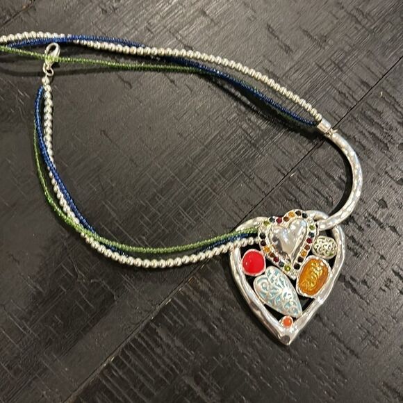 Heart Glass Crystal Seed Bead Enamel Stone Colorful Necklace‌‌‌‌ - Picture 3 of 13